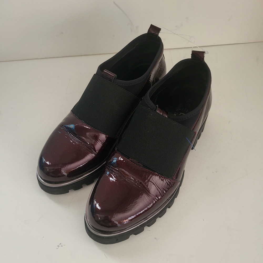 Glossy Maroon Slip-On Loafers
